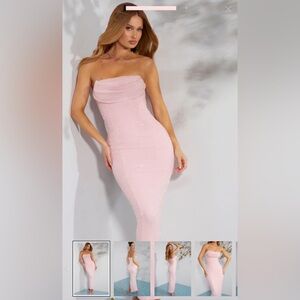 Oh Polly Pink Strapless Bodycon Cocktail Dress